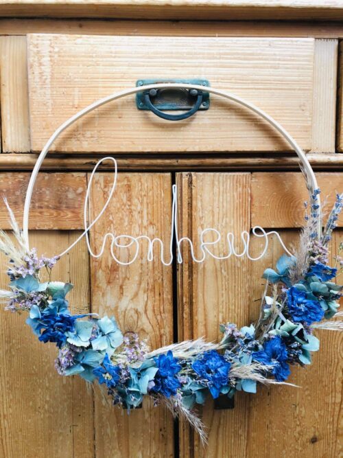 Couronne de fleurs séchées *BONHEUR*